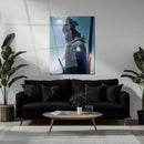 Samurai Warrior in Winter – Epic Japanese Swordfighter UV Glass Wall Art-KAFCD085