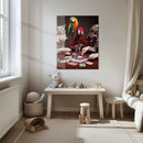 Poker Night with Parrots and Pups – Funny Animal UV Glass Wall Art-KAFCD087