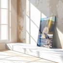 Majestic Whale Breach UV Glass Wall Art – Ocean Wildlife Scene at Sunrise - KAFCD093