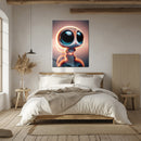 Big-Eyed Fantasy Kitten UV Glass Wall Art – Cute Neon Pet Illustration - KAFCD094