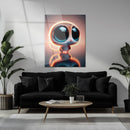 Big-Eyed Fantasy Kitten UV Glass Wall Art – Cute Neon Pet Illustration - KAFCD094