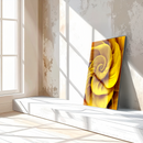 Golden Spiral Bloom – Abstract Yellow Floral UV Glass Wall Art - KAFCD097