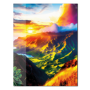 Sunlit Mountain Landscape – Vibrant Sunset Scenic UV Glass Wall Art - KAFCD098