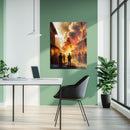 Wild West Explosion Scene – UV Printed Glass Wall Art for Action-Lovers - KAFCD106