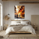 Wild West Explosion Scene – UV Printed Glass Wall Art for Action-Lovers - KAFCD106