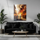 Wild West Explosion Scene – UV Printed Glass Wall Art for Action-Lovers - KAFCD106