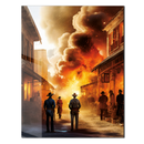 Wild West Explosion Scene – UV Printed Glass Wall Art for Action-Lovers - KAFCD106