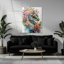 Floral Serpent Portrait – Watercolor Style UV Glass Wall Art with Botanical Snake Design - KAFCD109