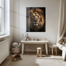 Regal Lion Portrait – Majestic King of the Jungle UV Glass Wall Art for Bold Interiors - KAFCD111