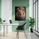 Regal Lion Portrait – Majestic King of the Jungle UV Glass Wall Art for Bold Interiors - KAFCD111