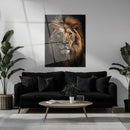 Regal Lion Portrait – Majestic King of the Jungle UV Glass Wall Art for Bold Interiors - KAFCD111