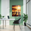 Running Zebras at Sunset – African Wildlife UV Glass Wall Art for Safari Inspired Interiors-KAFCD112