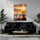 Running Zebras at Sunset – African Wildlife UV Glass Wall Art for Safari Inspired Interiors-KAFCD112