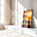 Running Zebras at Sunset – African Wildlife UV Glass Wall Art for Safari Inspired Interiors-KAFCD112