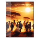 Running Zebras at Sunset – African Wildlife UV Glass Wall Art for Safari Inspired Interiors-KAFCD112