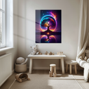 Mystical Tree of Life UV Glass Wall Art with Reflection – Vibrant Fantasy Universe Home Decor- KAFCD114