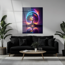 Mystical Tree of Life UV Glass Wall Art with Reflection – Vibrant Fantasy Universe Home Decor- KAFCD114