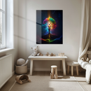 Chakra Energy Tree of Life Glass Wall Art – Vibrant Cosmic Feminine Spirit UV Print Decor- KAFCD115