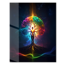 Chakra Energy Tree of Life Glass Wall Art – Vibrant Cosmic Feminine Spirit UV Print Decor- KAFCD115