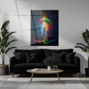 Chakra Energy Tree of Life Glass Wall Art – Vibrant Cosmic Feminine Spirit UV Print Decor- KAFCD115