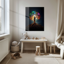 Chakra Tree Goddess Glass Wall Art – Radiant Roots & Energy Alignment UV Print Decor- KAFCD116