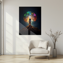 Chakra Tree Goddess Glass Wall Art – Radiant Roots & Energy Alignment UV Print Decor- KAFCD116