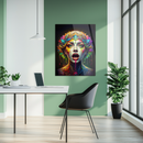 Colorful Screaming Woman Glass Wall Art – Vibrant UV Print of Abstract Expression and Surreal Face Art- KAFCD118