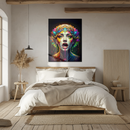 Colorful Screaming Woman Glass Wall Art – Vibrant UV Print of Abstract Expression and Surreal Face Art- KAFCD118