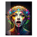 Colorful Screaming Woman Glass Wall Art – Vibrant UV Print of Abstract Expression and Surreal Face Art- KAFCD118