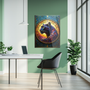 Stained Glass Panther Wall Art – Majestic UV Printed Glass Panel with Sunset and Floral Mosaic Design- KAFCD121