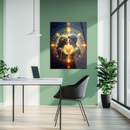 Eternal Soulmates Glass Wall Art – Radiant UV Print of Cosmic Lovers in Sacred Golden Connection- KAFCD125