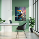 Elegant Toucan in Sunset Jungle Glass Wall Art – Tropical Bird UV Printed Home Decor- KAFCD130