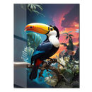Elegant Toucan in Sunset Jungle Glass Wall Art – Tropical Bird UV Printed Home Decor- KAFCD130