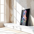 Neon Octopus Glass Wall Art – Colorful Deep Sea UV Print on Tempered Glass Panel- KAFCD132