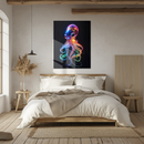 Neon Octopus Glass Wall Art – Colorful Deep Sea UV Print on Tempered Glass Panel- KAFCD132