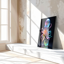 Rainbow Neon Octopus Glass Wall Art – UV Printed Glowing Sea Creature on Tempered Glass- KAFCD133