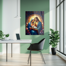 Holy Family Glass Wall Art – Sacred Mary, Joseph & Baby Jesus UV Printed Religious Decor- KAFCD134