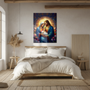 Holy Family Glass Wall Art – Sacred Mary, Joseph & Baby Jesus UV Printed Religious Decor- KAFCD134
