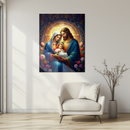 Holy Family Glass Wall Art – Sacred Mary, Joseph & Baby Jesus UV Printed Religious Decor- KAFCD134