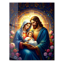 Holy Family Glass Wall Art – Sacred Mary, Joseph & Baby Jesus UV Printed Religious Decor- KAFCD134