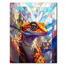 Gecko Mosaic Glass Wall Art – Vibrant Lizard Design with UV Print on Tempered Glass Panel- KAFCD135