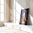 Nativity Scene Glass Wall Art – Holy Family with Baby Jesus Under Stained Glass Light- KAFCD136