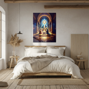 Nativity Scene Glass Wall Art – Holy Family with Baby Jesus Under Stained Glass Light- KAFCD136