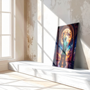 Statue of Liberty Glass Wall Art – Glowing Moon Backdrop in Grand Cosmic Hallway- KAFCD137