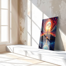 Empire State Building Glass Wall Art – Full Moon & Cityscape Reflection Fantasy- KAFCD138
