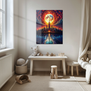 Empire State Building Glass Wall Art – Full Moon & Cityscape Reflection Fantasy- KAFCD138