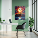 Empire State Building Glass Wall Art – Full Moon & Cityscape Reflection Fantasy- KAFCD138
