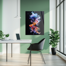 Colorful Betta and Goldfish Glass Wall Art – Vibrant Underwater Elegance UV Print- KAFCD139