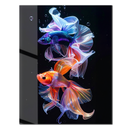 Colorful Betta and Goldfish Glass Wall Art – Vibrant Underwater Elegance UV Print- KAFCD139