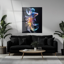 Radiant Betta Fish Glass Wall Art – Multicolor Flowing Fins UV Printed Decoration- KAFCD140